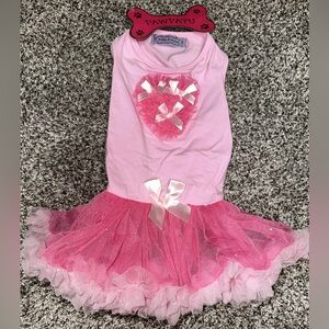 NEW Med/Tiny Dog Pink Dress with Tulle & Sequence! Sweet & Adorable!